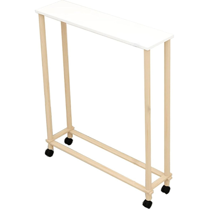 Industrial Style Wooden Entrance Table Narrow Sofa Table with Wheels Console Table Behind Couch Living Room Hallway Thin Entrance Table