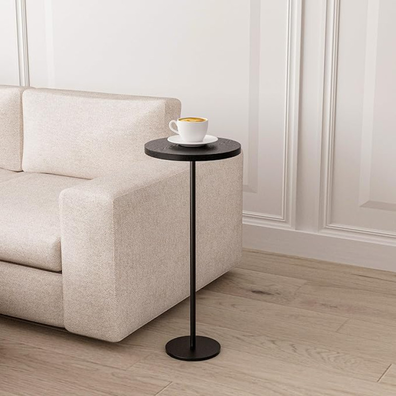 HanStrong Round Side Table with Weighted Base, Modern Cocktail Table, Martini Table, Side Table for Small Spaces, Sofa, Couch, Chair, Living Room, Bedroom, Dorm, Patio