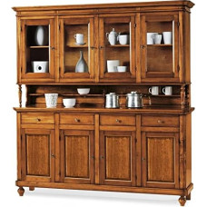 Mar.c.a. Design - Elegant Napoletan Glass Jar with Stand Made of Solid Wood and MFD Dark Walnut with 4 Doors, Shop Window Cabinet Living Room Art Povera Made in Italy - Dimensions 196 x 43 x 218 cm