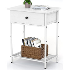 Bedside Table for Small Space, Large Side Table with Drawers and Shelf, Side Table, Bedside Tables with Wooden Shelf, Rustic Side Table for Bedroom, Living Room, Study