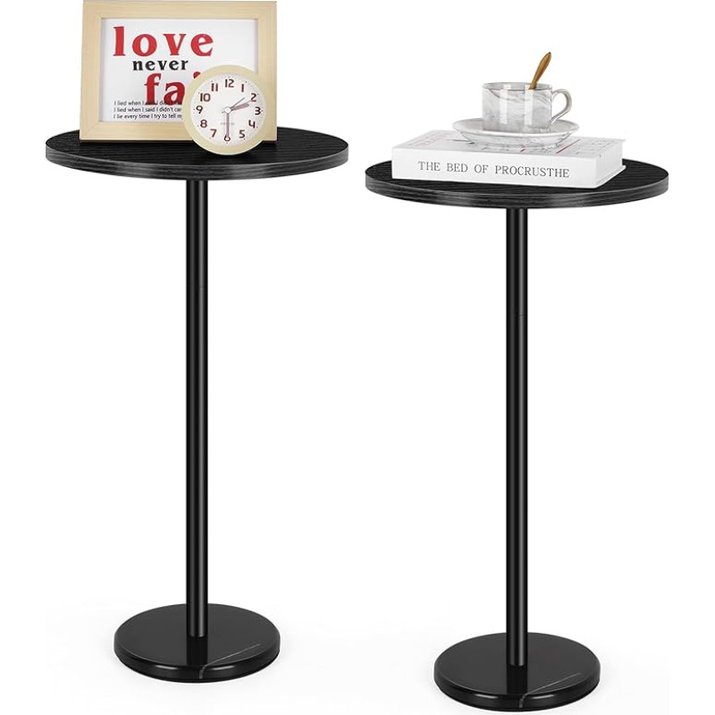 Round Side Table Small Side Table Set of 2 Black Round Coffee Table Modern Bedside Table Kids Bedside Table Outdoor Accent Table for Small Spaces Living Room Bedroom Patio