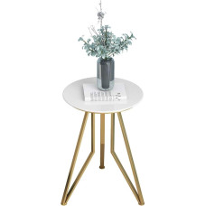 CAFIEDR Coffee Table White Marble Sofa Table Bistro Table Ideal for Patio, Garden or Indoor Use Metal Frame 38 x 55 cm