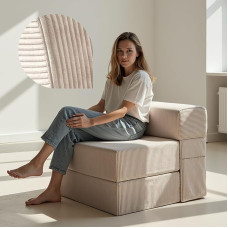 Sleeping Chair with Bed Function - Cord Sofa, Sofa Bed 75 cm Wide, Foldable Sofa Bed & Guest Mattress for 2, Folding Sofa Bed - Very Thick 20 cm & Comfortable H3 - Test Very Good Oeko-Tex Folding