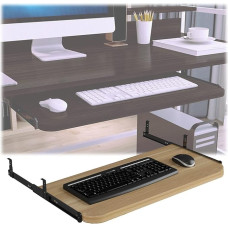 Höhenverstellbare Tastaturablage unter dem Schreibtisch, ergonomische Tastaturablage aus Holz, 54, 60, 70 x 27 cm, einfache Installation, Schiebetastaturplattform für bequemen Arbeitsplatz