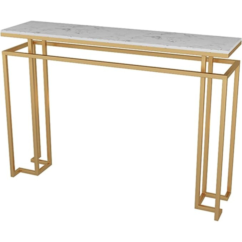 CAFIEDR Coffee Table, Rectangular Console Table, Golden Sofa Tables, Open Hallway Table, Narrow Entrance Table with Iron Frame, 31.4 × 11.8 × 31.4 Inches