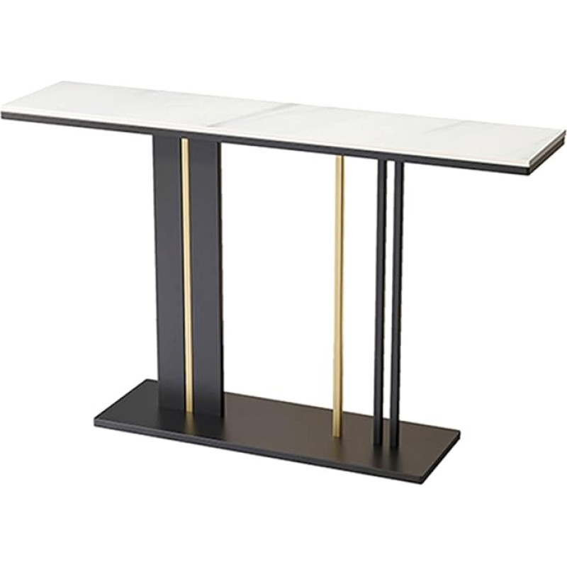 CAFIEDR Coffee Table, Marble Sofa Table, Black Console Table, Iron Entrance Table, Narrow Table, Living Room Table, 80 x 30 x 80 cm