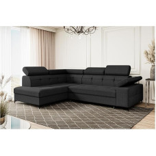 MEBLINI Bergamo Sofa Bed with Bed Box - Corner Sofa with Sleep Function - Sofa with Relaxation Function - Couch L-Shape - Corner Couch - Living Landscape - 274 x 203 x 83 cm Left - Dark Grey Velvet