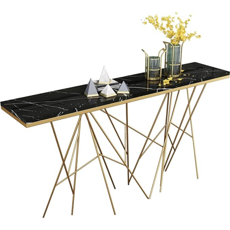 CAFIEDR Coffee Table, Living Room Console Table, Marble Sofa Table, Metal Storage Table, Wall Table, Narrow Table 31.4 × 11.8 × 31.4 Inches