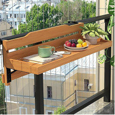 Klappbarer Balkontisch Zur Wandmontage,Balkontisch Hänge Geländer,An Der Wand Montierter Terrassen-Beistelltisch,Platzsparender Balkongeländertisch,Balkontisch Hängend(120 * 25cm/47.2 * 9.8in)
