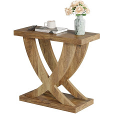 Tribesigns Wooden Side Table, Bedside Table for Bedroom with Cross Fishtail Support, Industrial Small Sofa Table for Small Spaces, Accent Furniture, Easy Assembly