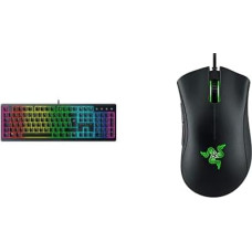 Razer Ornata V3 + DeathAdder Essential (2021) Bundle - Flat Mecha Membrane Gaming Keyboard & Razer DeathAdder Wired Gaming Mouse with Optical Sensor with 6400 DPI, Black