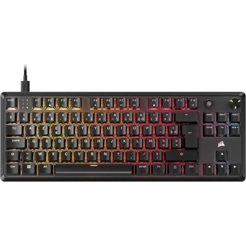 Corsair K70 Core TKL RGB Mechanical Gaming Keyboard, Keyless, MLX Red v2, Pre-Lubricated, Dual Noise Reduction, ABS Key Caps, AZERTY-FR Black