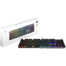 MSI Strike 600 Silent FR Gaming Keyboard, Quiet - Kailh Midnight Pro Silent Touch Switch, Ergonomic Keys, Non-Slip Base, RGB Mystic Light per Button, USB 2.0 - Full Size