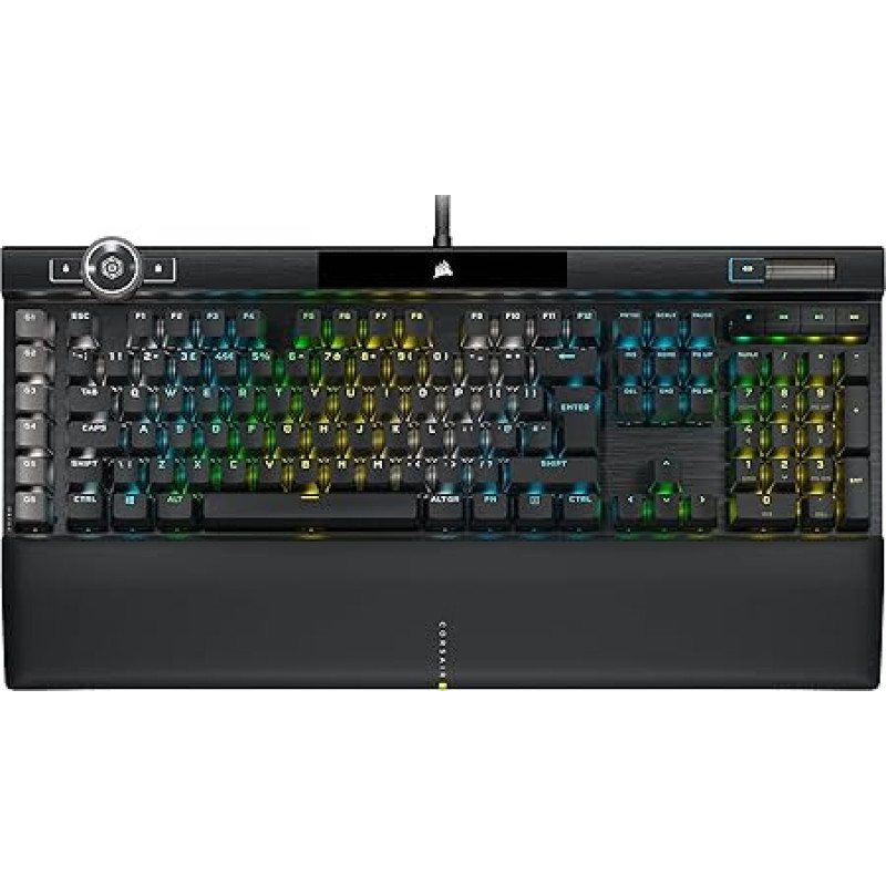 Corsair K100 RGB Optical-Mechanical Gaming Keyboard (CORSAIR OPX Optical Keyswitches: Hyper-Fast & Linear, Per-Key Backlighting, Leatherette Palm Rest, Elgato