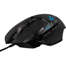 Logitech G502 HERO mänguhiir (HERO sensoriga, RGB, 16 000 DPI, 11 programmeeritavat nuppu, sülearvuti ja PC arvutihiir, 5 kohandatavat kaalu, tasakaalu häälestus, Saksa pakend) must