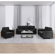 Brokky 3201959 3-Piece Sofa Set with Cushion Sofa Living Room Sofa Set Sofas for Living Room Black Velvet
