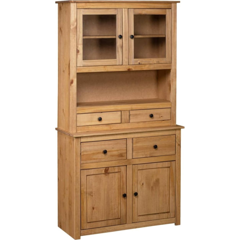 NITCA Kitchen Cabinet Natural Tall Cabinet Kitchen Cabinet Display Cabinet Standing Display Cabinet Buffet Cabinet Kitchen Buffet for Living Room Kitchen Dining Room 93 x 40.5 x 180 cm Solid Wood