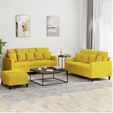 Brokky 3201716 3-Piece Sofa Set with Cushion Sofa Living Room Sofa Set Sofas for Living Room Yellow Velvet