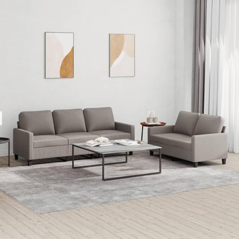 Juroupi 2-TLG. Sofagarnitur mit Kissen Sofa Wohnzimmer Sitzgruppe Wohnzimmer Sofa Set Sofas FüR Wohnzimmer Taupe Stoff - 3201467