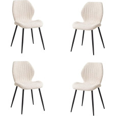 DEYARNA HOME Set of 4 Modern Dining Room Chairs, Padded Kitchen Chairs, Linen Dining Room Chairs with Black Metal Legs for Dining Room, Kitchen, Living Room (Khaki, Striped Texture)