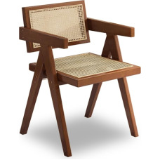 Dining Room Chairs, Rattan Chairs, Armchair, Wing Chair, Suitable for Living Room, Bedroom and Balcony, Walnut Colour