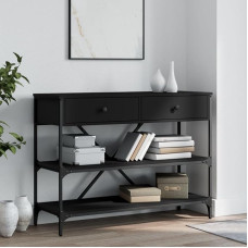 Makastle Console Table with 2 Drawers and 2 Shelves, Narrow Sofa Table, Decorative Table, Entrance Table for Living Room, Hallway, Entrance, Coffee Table Behind Sofa, Black, 100 x 34.5 x 75 cm
