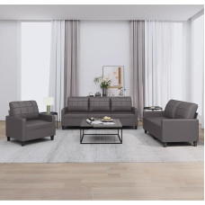 Juroupi 3201340 3-Piece Sofa Set with Cushion Sofa Living Room Sofa Set Sofas for Living Room Grey Faux Leather