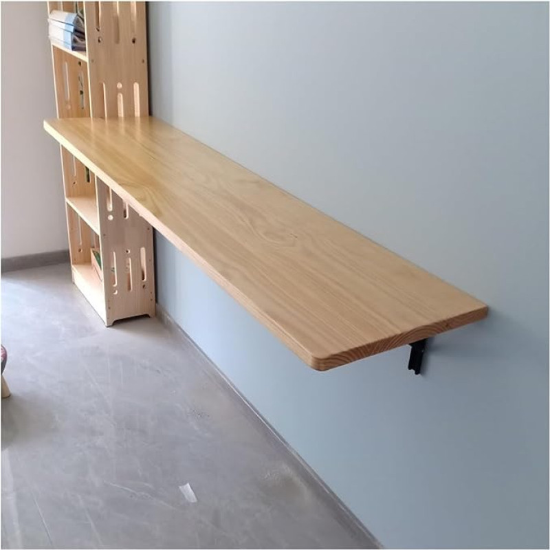 Zusammenklappbarer Wäschetisch, wandmontierter Schreibtisch & Esstisch für kleine Räume, Zuhause, Büro, Küche, Esszimmer, Holz-Finish (60 x 40 cm) – platzsparende Lösung