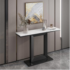 HARELA Modern Console Table, Hallway Table with Metal Legs, Simple Living Room Sofa Table, Hallway Table, Small Exhibition Table, for Entrance, Hallway, Front Room, Living Room (Black, 120 cm / 47.2