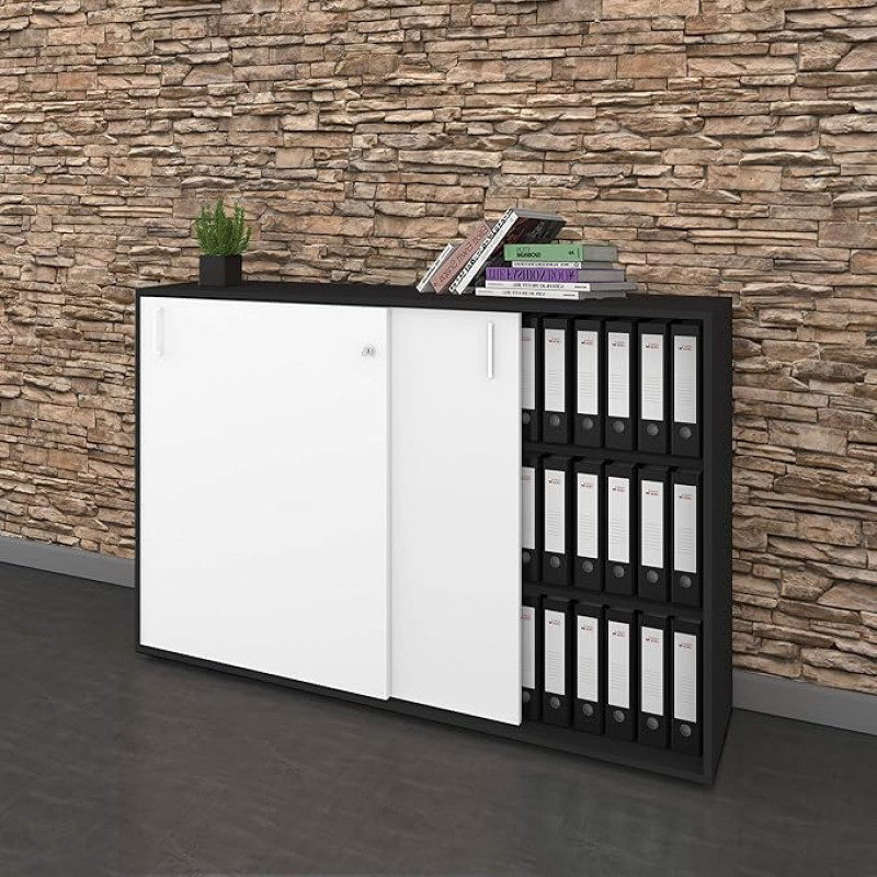 Weber Büro Nova 3OH Sliding Door Cupboard 1640 x 1085 mm Anthracite White