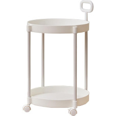 Rollbarer Couchtisch mit Aufbewahrungsregal, tragbarer platzsparender mobiler Tisch für Wohnzimmer, Schlafzimmer, Büro, modernes weißes Design