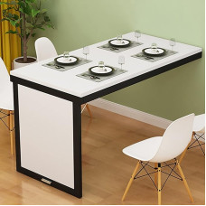 Wall Mounted Folding Table, L Type Drop Leaf Table, Floating Desk, Space Saving Wooden Wall Table, Adjustable Folding Workstation, Perfect for Small Spaces and Home Offices