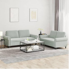 Juroupi 2-TLG. Sofagarnitur mit Kissen Sofa Wohnzimmer Sitzgruppe Wohnzimmer Sofa Set Sofas FüR Wohnzimmer Hellgrau Samt - 3202210