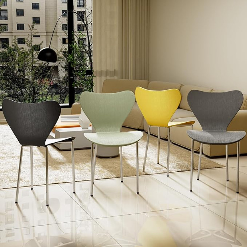 Lvhecforhm Dining Room Chairs, Plastic Chairs, Set of 4, Dining Room Chairs, Living Room Chairs with Backrest, Chairs for Dining Room, Plastic, Suitable for Dining Room, Living Room, Dark Modern