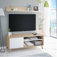Dmora - Mesa TV Stand, Sideboard for Living Room TV with 1 Door, TV Stand in Living Room, Design Sideboard, cm 135 x 40h50, Oak