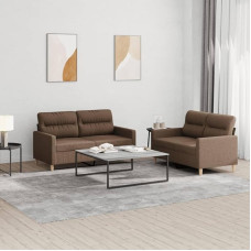 Juroupi 2-TLG. Sofagarnitur mit Kissen Sofa Wohnzimmer Sitzgruppe Wohnzimmer Sofa Set Sofas FüR Wohnzimmer Braun Stoff - 3201571