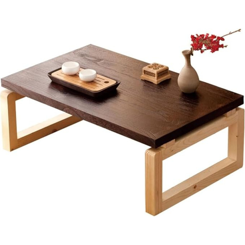 Massivholztisch, einfacher klappbarer Computertisch, niedriger Tisch im japanischen Stil, vielseitig für Wohnzimmer und Schlafzimmer, Stil, kompakt, 60 x 40 x 30 cm
