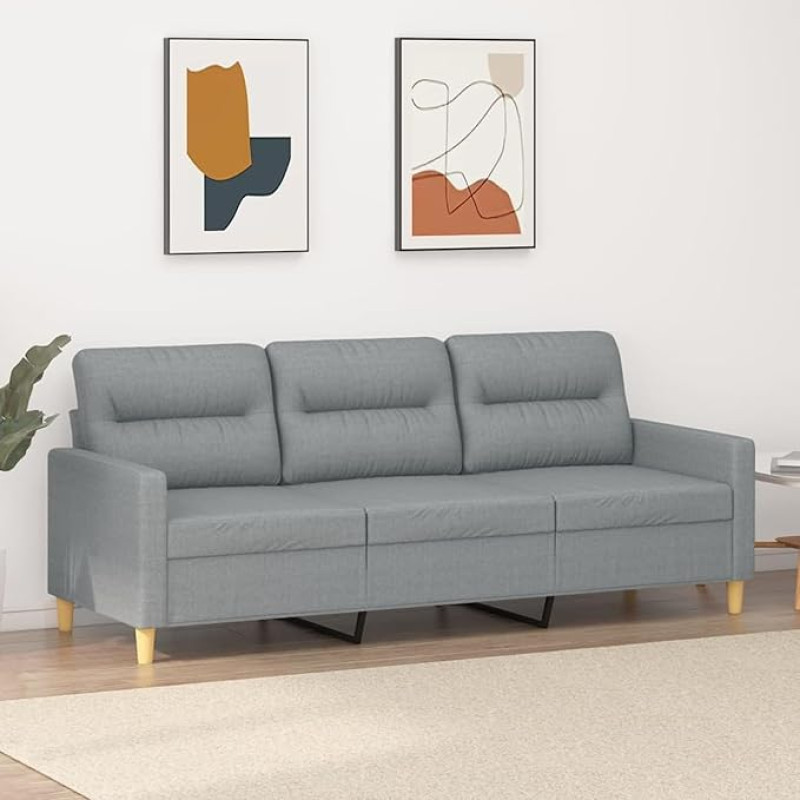 Snsowed 3-Sitzer-Sofa Hellgrau 180 cm Stoff, Sofas & Couches, Sofa Wohnzimmer, Sofa Für Jugendzimmer, Relaxsofa, Sofa Für Schlafzimmer, Polstersofa 359243