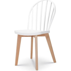 Kosmi - EMY Dining Chair White with Wooden Legs