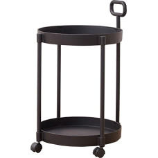 Rolling Coffee Table with Storage Shelf, Portable Space Saving Design for Living Room, Bedroom, Office, Stylish Black Mobile Table on Wheels