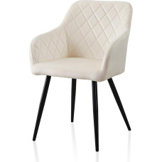 TUKAILAI Dining Room Chairs, Velvet Kitchen Chair, Upholstered Chair, Living Room Chair with Armrests, Backrest, Metal Legs, Modern Chairs for Kitchen, Dining Room, Living Room, Bedroom, Cream