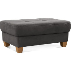 CAVADORE Puccino Stool with Wooden Feet in Country House Style / Side Stool for Puccino Sofa / 99 x 45 x 65 cm / Microfibre Grey