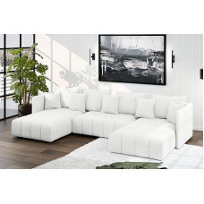 AXLIVING Veliro U Sofa U Shape with Sleep Function White 345 cm Wide