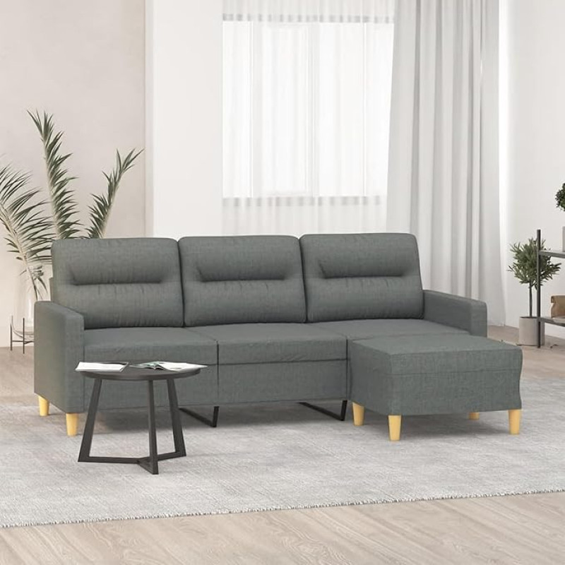CIADAZ 3-Sitzer-Sofa mit Hocker Dunkelgrau 180 cm Stoff, Sofas & Couches, Sofa Wohnzimmer, Sofa Für Jugendzimmer, Relaxsofa, Sofa Für Schlafzimmer, Polstersofa 3201074
