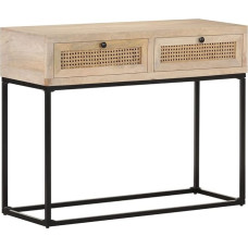 Makastle Console Table, Narrow Wooden Side Table with 2 Drawers and Metal Frame, Hallway Table, Sofa Table for Hallway, Porch, Living Room, Bedroom, Entrance, Hallway, Kitchen, 100 x 35 x 76 cm