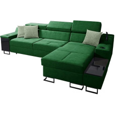 Nadadu I Maxi Corner Sofa, Adjustable Headrests, Lamp with USB Connection, Bar Compartment, L-Shaped Upholstered Corner Couch with Sleep Function, Bed Box (Uttario Ve. 2951 + Uttario Ve. 2954, Side: Right)