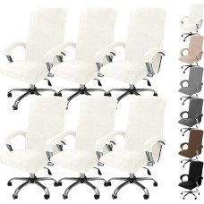 ouxei Samt-Sitzbezüge Für Bürostühle, 1er-/2er-/4er-/6er-Set – Dehnbare, Abnehmbare Und Waschbare Schonbezüge Für Computer-/Gaming-Stühle(White 6pcs,Large)