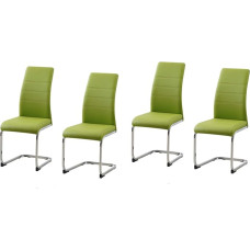 HTI-Line SallyC Cantilever Dining Room Chairs PU Green Faux Leather Set of 4