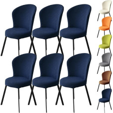 ouxei Stretch-Stuhlhussen Für Runde Stühle, Kariert, 1er-/2er-/4er-Set, Gebogene Rückenlehne, Universell Für Esszimmer/Hotel/Restaurant(Dblue 6pcs)