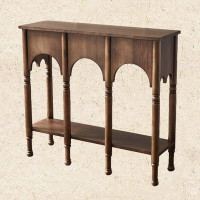 RUYICZB Mid Century Modern Console Table, Narrow Sofa Table with Shelves, Entrance Table, Table Behind the Couch, Accent Table for Hallway, Entrance Area, Living Room, Foyer, Brown, 100 x 32 x 90 cm